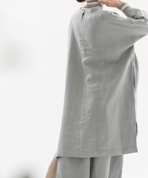 nop de nod(ノップドゥノッド)の「Ciel ウィンターリネンピーチチュニック(チュニック・レディース・ダークグレー/ミント/ダークブルー・3)」の16枚目の写真