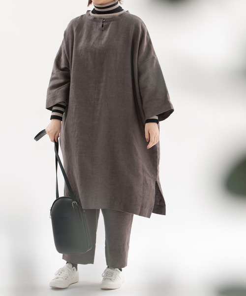 nop de nod(ノップドゥノッド)の「Ciel ウィンターリネンピーチチュニック(チュニック・レディース・ダークグレー/ミント/ダークブルー・3)」の17枚目の写真