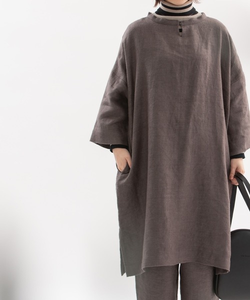 nop de nod(ノップドゥノッド)の「Ciel ウィンターリネンピーチチュニック(チュニック・レディース・ダークグレー/ミント/ダークブルー・3)」の20枚目の写真