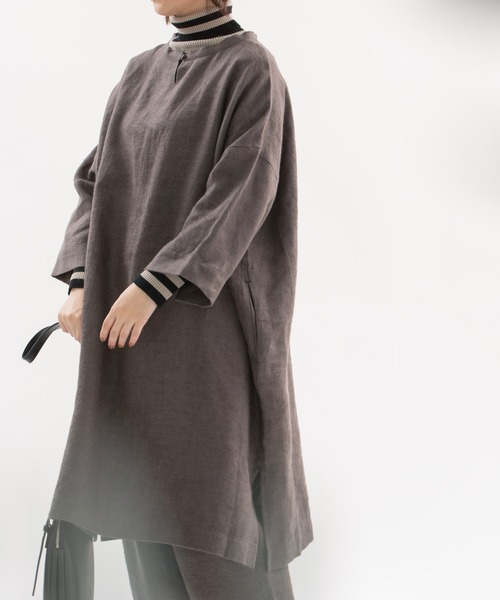 nop de nod(ノップドゥノッド)の「Ciel ウィンターリネンピーチチュニック(チュニック・レディース・ダークグレー/ミント/ダークブルー・3)」の21枚目の写真