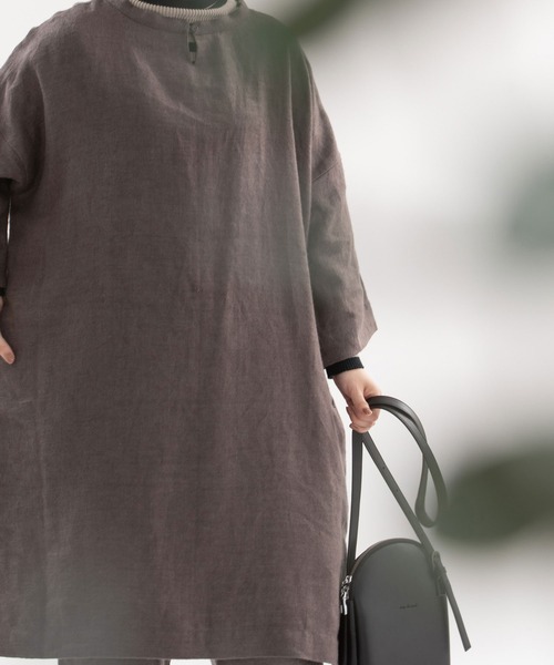 nop de nod(ノップドゥノッド)の「Ciel ウィンターリネンピーチチュニック(チュニック・レディース・ダークグレー/ミント/ダークブルー・3)」の22枚目の写真