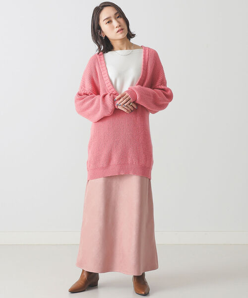 BEAMS LIGHTS(ビームスライツ)の「BEAMS LIGHTS / 5ゲージ 片畦 ラムウール混 Vネック ニット(ニット/セーター・レディース・ネイビー/グレー/ピンク・ONE SIZE)」の9枚目の写真