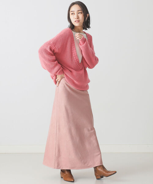 BEAMS LIGHTS(ビームスライツ)の「BEAMS LIGHTS / 5ゲージ 片畦 ラムウール混 Vネック ニット(ニット/セーター・レディース・ネイビー/グレー/ピンク・ONE SIZE)」の13枚目の写真