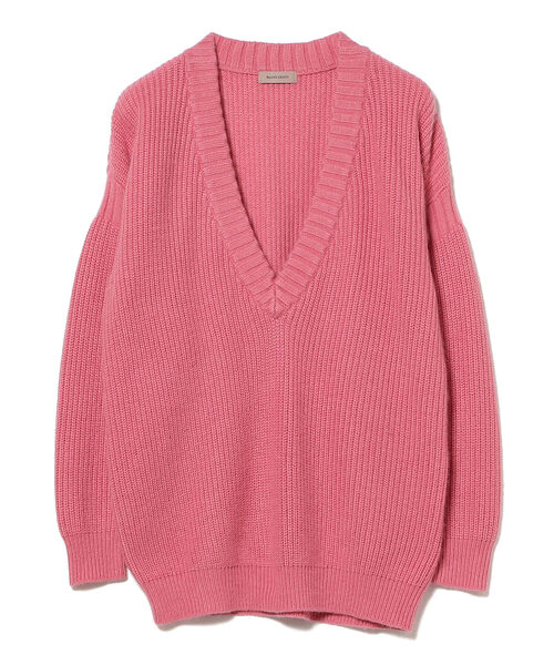 BEAMS LIGHTS(ビームスライツ)の「BEAMS LIGHTS / 5ゲージ 片畦 ラムウール混 Vネック ニット(ニット/セーター・レディース・ネイビー/グレー/ピンク・ONE SIZE)」の15枚目の写真