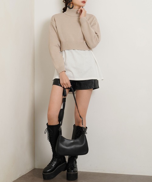 Newlyme（ニューリーミー）の「バックオープンハイネックニットトップス（ニット/セーター・レディース・ホワイト/ブラック/ブラウン/グリーン/ブルーグレー/グレイッシュベージュ・MEDIUM/LARGE/X-LARGE）」の11枚目の写真