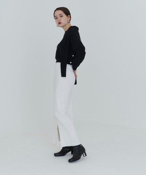 TINA：JOJUN（ティーナジョジュン）の「フロントスリット ニットスカート TINA：JOJUN（スカート・レディース・ブラック/オレンジ/ホワイト・S/M）」の7枚目の写真