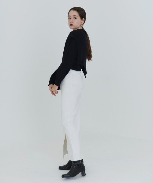 TINA：JOJUN（ティーナジョジュン）の「フロントスリット ニットスカート TINA：JOJUN（スカート・レディース・ブラック/オレンジ/ホワイト・S/M）」の9枚目の写真