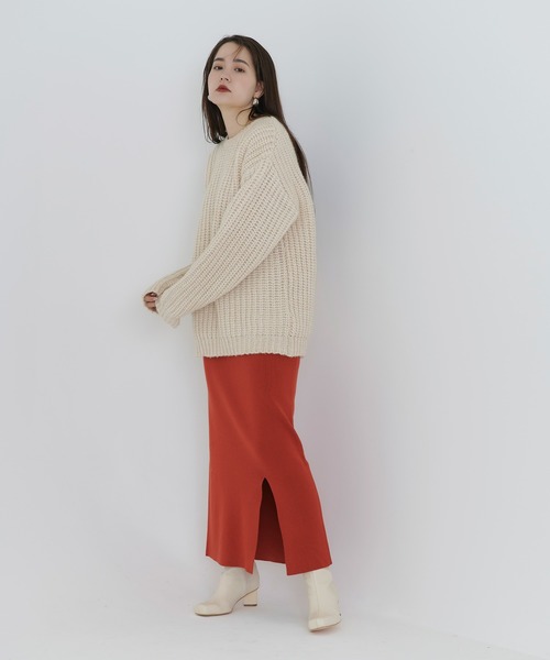 TINA：JOJUN（ティーナジョジュン）の「フロントスリット ニットスカート TINA：JOJUN（スカート・レディース・ブラック/オレンジ/ホワイト・S/M）」の13枚目の写真