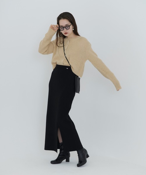 TINA：JOJUN（ティーナジョジュン）の「フロントスリット ニットスカート TINA：JOJUN（スカート・レディース・ブラック/オレンジ/ホワイト・S/M）」の21枚目の写真