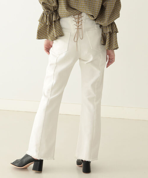 BeAMS DOT(ビームスドット)の「【WEB限定】BeAMS DOT / レースアップ ハイウエストデニムパンツ(その他パンツ・レディース・インディゴブルー/その他/ホワイト系その他5・SMALL/MEDIUM)」の4枚目の写真
