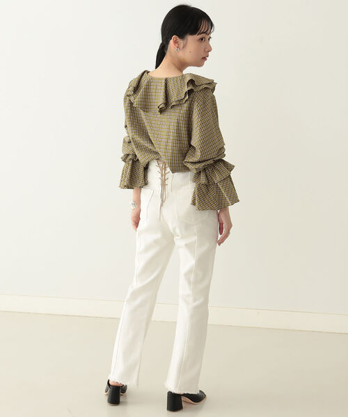 BeAMS DOT(ビームスドット)の「【WEB限定】BeAMS DOT / レースアップ ハイウエストデニムパンツ(その他パンツ・レディース・インディゴブルー/その他/ホワイト系その他5・SMALL/MEDIUM)」の5枚目の写真