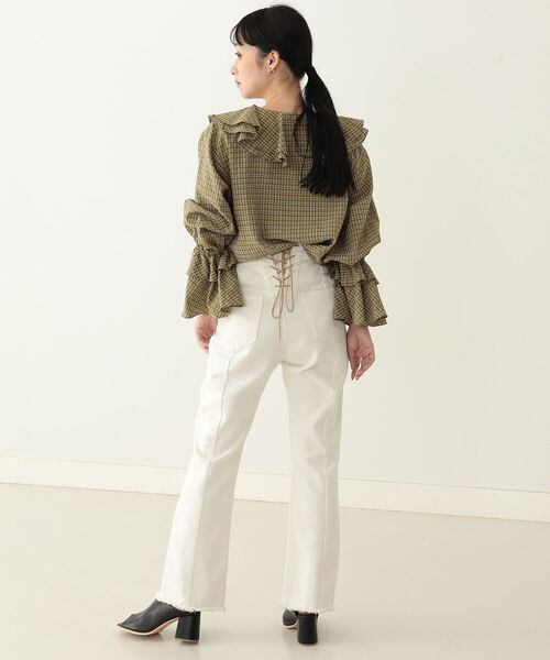 BeAMS DOT(ビームスドット)の「【WEB限定】BeAMS DOT / レースアップ ハイウエストデニムパンツ(その他パンツ・レディース・インディゴブルー/その他/ホワイト系その他5・SMALL/MEDIUM)」の7枚目の写真