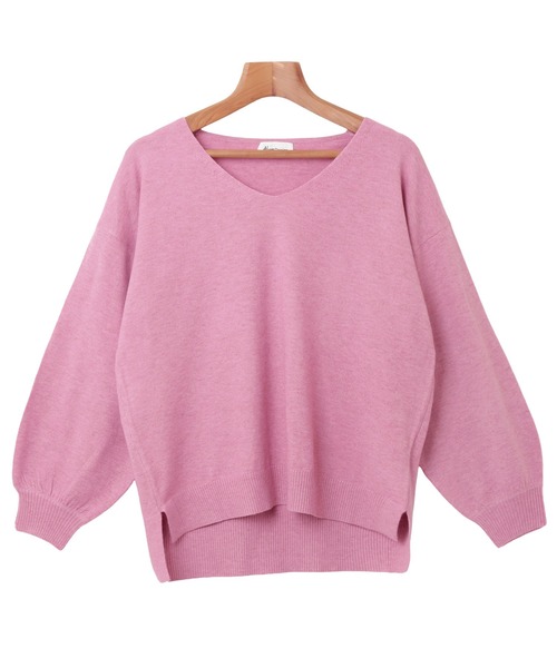 セール】やさしい肌ざわり長袖Vネックニットトップス（ニット/セーター