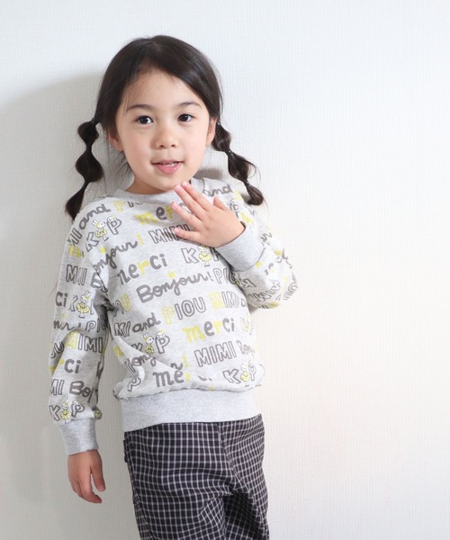 KP（ケーピー）の「【日本製】ロゴ＆mimiちゃんプリントミニ裏毛トレーナー(100-130cm)（スウェット・キッズ・ピンク/杢グレー・110cm/100cm/120cm/130cm）」の8枚目の写真