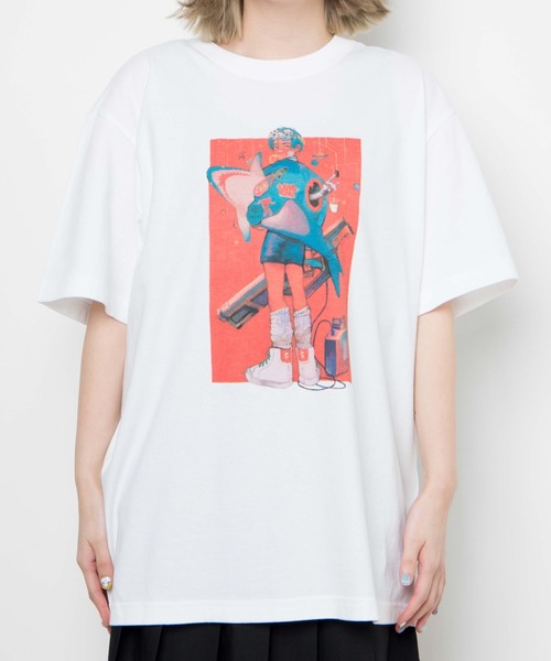 WEGO GRAPHICS(ウィゴーグラフィックス)の「WEGO /放課後アート部 互田 T(Tシャツ/カットソー・メンズ・ホワイト/ブラック・MEDIUM/LARGE/X-LARGE)」の12枚目の写真