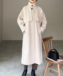 フェイクウール2WAYロング丈スタンドカラーステンカラーコート