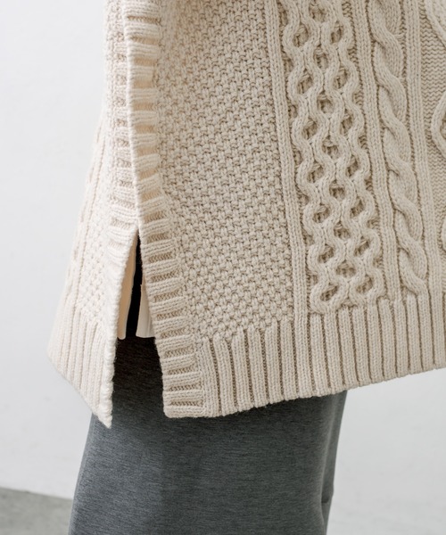 PUAL CE CIN（ピュアルセシン）の「シェットランドケーブルニットベスト（ベスト・レディース・アイボリー/モカ/スミクロ・FREE）」の6枚目の写真
