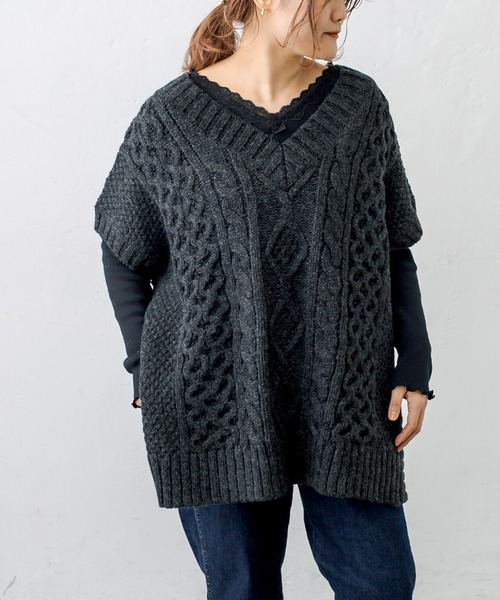 PUAL CE CIN（ピュアルセシン）の「シェットランドケーブルニットベスト（ベスト・レディース・アイボリー/モカ/スミクロ・FREE）」の18枚目の写真