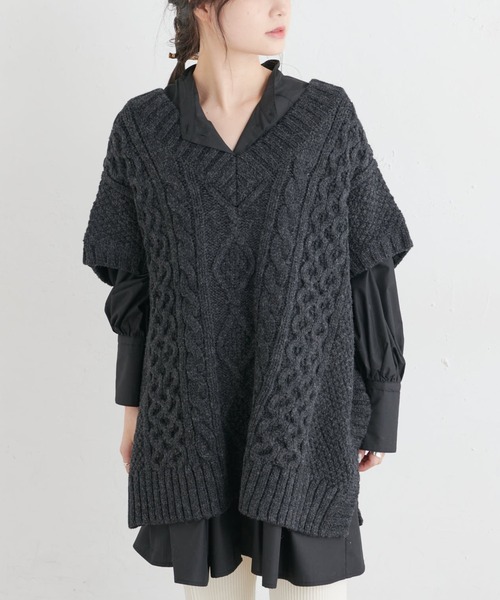 PUAL CE CIN（ピュアルセシン）の「シェットランドケーブルニットベスト（ベスト・レディース・アイボリー/モカ/スミクロ・FREE）」の22枚目の写真