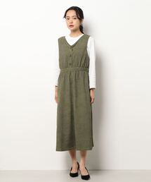 ehka sopo | コーデュロイVネックジャンパースカート(ジャンパースカート)