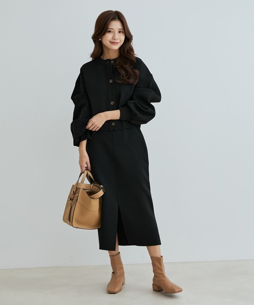 vis-`a-vis(ビサビ)の「【WEB限定】【高橋愛コラボ】前後2WAYスポンジニットタイトスカート【セットアップ対応】(スカート・レディース・ダークブラウン/ピンク/ブラック/キナリ/イエロー・S/M)」の8枚目の写真