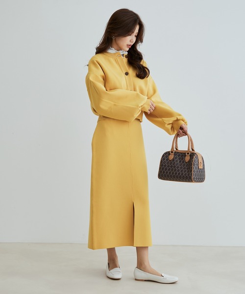 vis-`a-vis(ビサビ)の「【WEB限定】【高橋愛コラボ】前後2WAYスポンジニットタイトスカート【セットアップ対応】(スカート・レディース・ダークブラウン/ピンク/ブラック/キナリ/イエロー・S/M)」の11枚目の写真