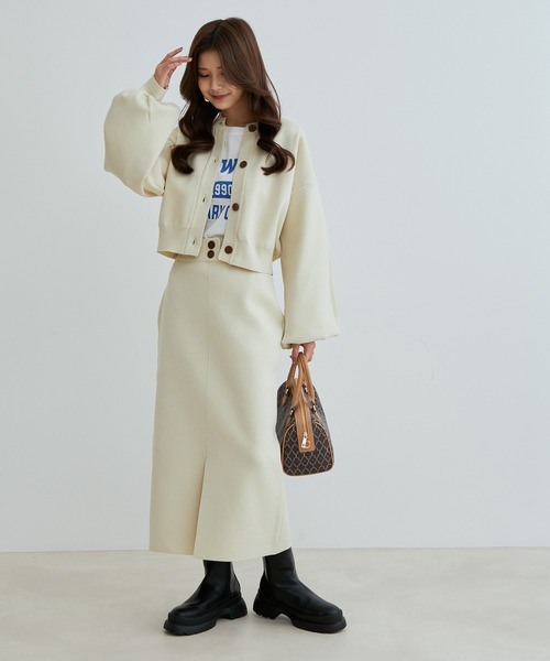 vis-`a-vis(ビサビ)の「【WEB限定】【高橋愛コラボ】前後2WAYスポンジニットタイトスカート【セットアップ対応】(スカート・レディース・ダークブラウン/ピンク/ブラック/キナリ/イエロー・S/M)」の15枚目の写真