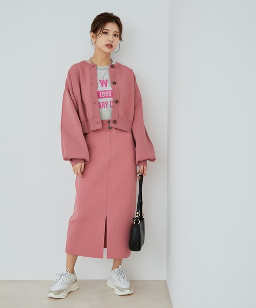 vis-`a-vis(ビサビ)の「【WEB限定】【高橋愛コラボ】前後2WAYスポンジニットタイトスカート【セットアップ対応】(スカート・レディース・ダークブラウン/ピンク/ブラック/キナリ/イエロー・S/M)」の17枚目の写真