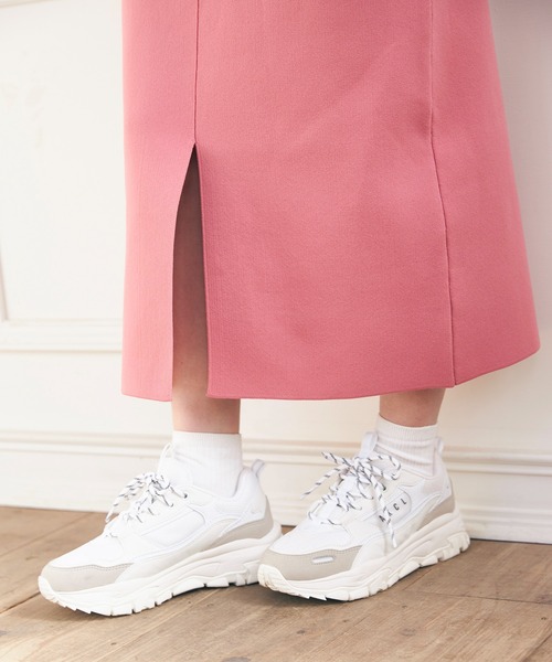 vis-`a-vis(ビサビ)の「【WEB限定】【高橋愛コラボ】前後2WAYスポンジニットタイトスカート【セットアップ対応】(スカート・レディース・ダークブラウン/ピンク/ブラック/キナリ/イエロー・S/M)」の6枚目の写真