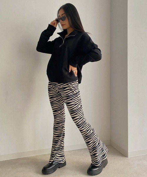 Avvenente（アベネンテ）の「【Avvenente】ハーフジップスウェット（Tシャツ/カットソー・レディース・ライトブルー/ブラック/オフホワイト・FREE）」の4枚目の写真