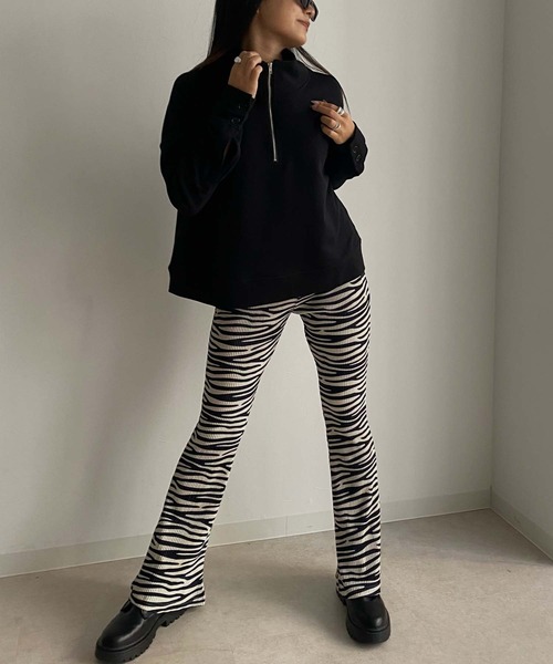 Avvenente（アベネンテ）の「【Avvenente】ハーフジップスウェット（Tシャツ/カットソー・レディース・ライトブルー/ブラック/オフホワイト・FREE）」の6枚目の写真