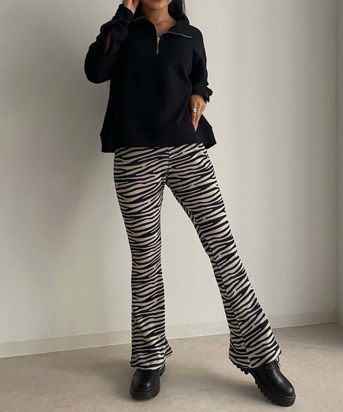 Avvenente（アベネンテ）の「【Avvenente】ハーフジップスウェット（Tシャツ/カットソー・レディース・ライトブルー/ブラック/オフホワイト・FREE）」の5枚目の写真