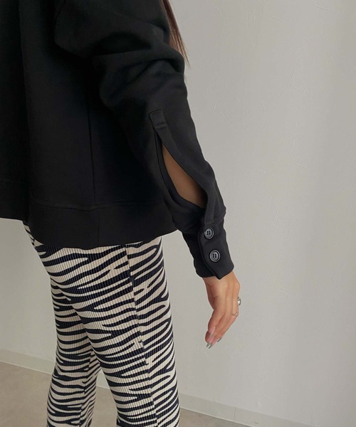 Avvenente（アベネンテ）の「【Avvenente】ハーフジップスウェット（Tシャツ/カットソー・レディース・ライトブルー/ブラック/オフホワイト・FREE）」の8枚目の写真