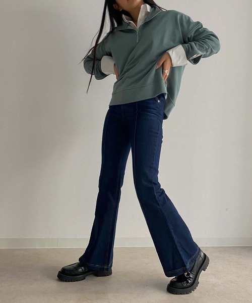 Avvenente（アベネンテ）の「【Avvenente】ハーフジップスウェット（Tシャツ/カットソー・レディース・ライトブルー/ブラック/オフホワイト・FREE）」の15枚目の写真