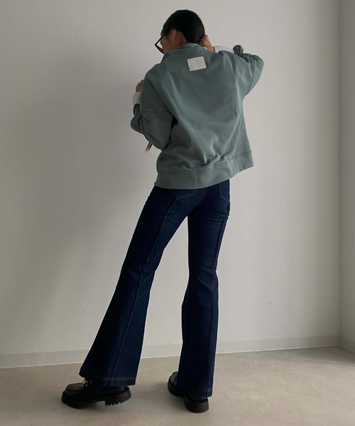 Avvenente（アベネンテ）の「【Avvenente】ハーフジップスウェット（Tシャツ/カットソー・レディース・ライトブルー/ブラック/オフホワイト・FREE）」の16枚目の写真