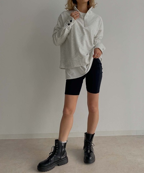 Avvenente（アベネンテ）の「【Avvenente】ハーフジップスウェット（Tシャツ/カットソー・レディース・ライトブルー/ブラック/オフホワイト・FREE）」の9枚目の写真