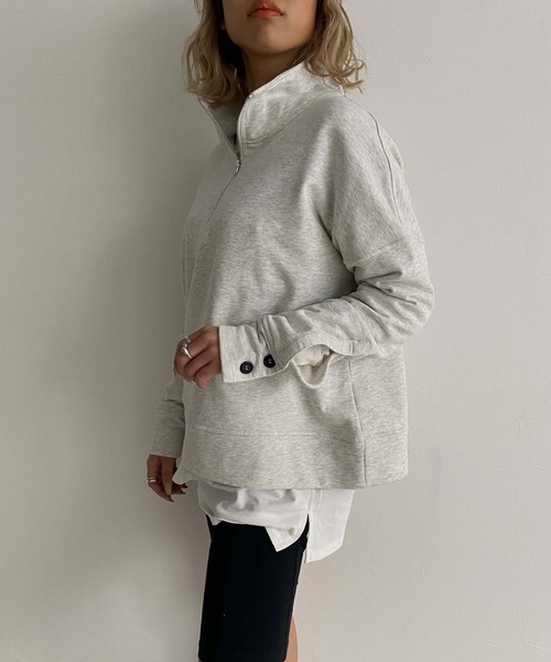 Avvenente（アベネンテ）の「【Avvenente】ハーフジップスウェット（Tシャツ/カットソー・レディース・ライトブルー/ブラック/オフホワイト・FREE）」の11枚目の写真