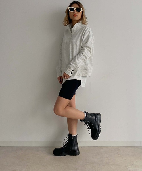 Avvenente（アベネンテ）の「【Avvenente】ハーフジップスウェット（Tシャツ/カットソー・レディース・ライトブルー/ブラック/オフホワイト・FREE）」の10枚目の写真