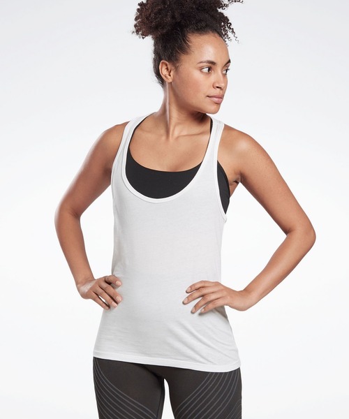 Reebok（リーボック）の「コットン レーサー タンクトップ / GB W CTTN RACER TANK VCTR（タンクトップ・レディース・ブラック/ネイビー/ホワイト・LARGE/MEDIUM/SMALL/X-SMALL/X-LARGE/XX-LARGE）」の2枚目の写真