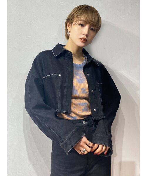 EMODA（エモダ）の「ボールドカットデニムショートジャケット（デニムジャケット・レディース・ホワイト/ブラック/その他・FREE）」の16枚目の写真