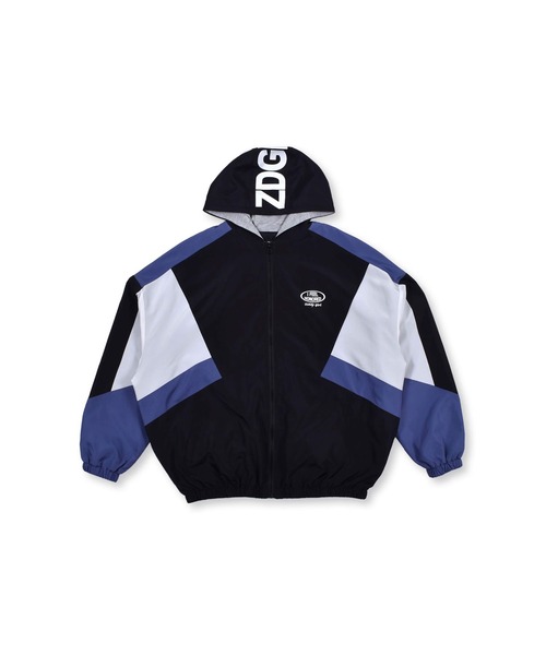 ZIDDY(ジディ)の「ZIDDY/【ニコ☆プチ4月号掲載】フード ロゴ入り カラー 切り替え ジャケット (130~160cm)(ブルゾン・キッズ・ブルー/グリーン・160/150/130/140)」の8枚目の写真
