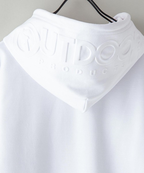 OUTDOOR PRODUCTS APPAREL(アウトドアプロダクツアパレル)の「防シワ UVカット フードエンボスロゴプルオーバーパーカー イージーケア商材 ワンポイントブランドロゴ(パーカー・メンズ・ホワイト/ブラック/カーキ・MEDIUM/LARGE/X-LARGE)」の2枚目の写真