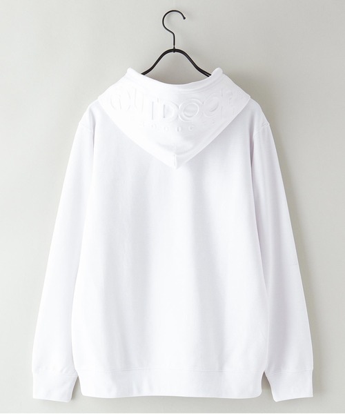 OUTDOOR PRODUCTS APPAREL(アウトドアプロダクツアパレル)の「防シワ UVカット フードエンボスロゴプルオーバーパーカー イージーケア商材 ワンポイントブランドロゴ(パーカー・メンズ・ホワイト/ブラック/カーキ・MEDIUM/LARGE/X-LARGE)」の5枚目の写真