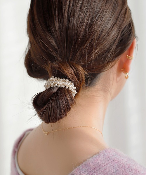 ANEMONE（アネモネ）の「ビーズシュシュ（シュシュ・レディース・ブラウン/クリア/アイボリー/ブラック/グリーン/パープル・FREE）」の2枚目の写真