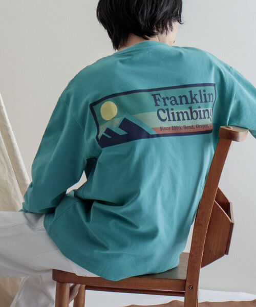 Franklin Climbing（フランクリンクライミング）の「【Franklin Climbing/フランクリンクライミング】エッセンシャルボックスロゴ バックプリントロンT（Tシャツ/カットソー・メンズ・ホワイト/チャコールグレー/グレー/ターコイズブルー/オレンジ・SMALL/MEDIUM/LARGE）」の4枚目の写真