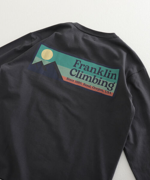 Franklin Climbing（フランクリンクライミング）の「【Franklin Climbing/フランクリンクライミング】エッセンシャルボックスロゴ バックプリントロンT（Tシャツ/カットソー・メンズ・ホワイト/チャコールグレー/グレー/ターコイズブルー/オレンジ・SMALL/MEDIUM/LARGE）」の6枚目の写真