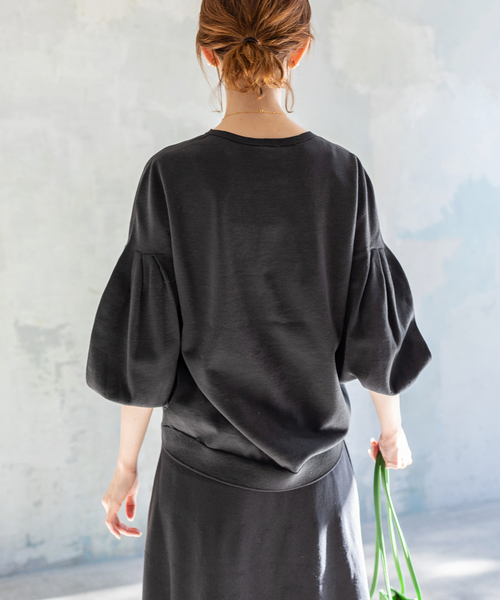 IENA(イエナ)の「《追加》コットンストレッチタックパフプルオーバー◆(ニット/セーター・レディース・グレー/グレー系その他/ホワイト・FREE)」の8枚目の写真