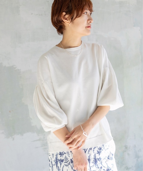 IENA(イエナ)の「《追加》コットンストレッチタックパフプルオーバー◆(ニット/セーター・レディース・グレー/グレー系その他/ホワイト・FREE)」の22枚目の写真