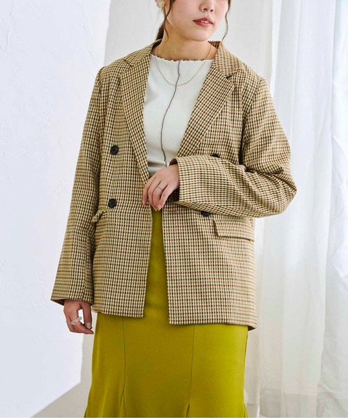 CPCM（シーピーシーエム）の「アソートチェックダブルテーラードJK（テーラードジャケット・レディース・ベージュ/グリーン/アイボリー/グリーン系その他・FREE）」の11枚目の写真