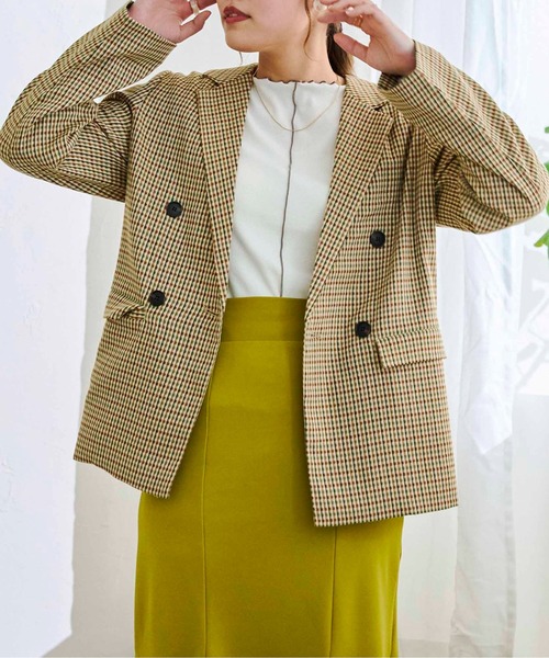 CPCM（シーピーシーエム）の「アソートチェックダブルテーラードJK（テーラードジャケット・レディース・ベージュ/グリーン/アイボリー/グリーン系その他・FREE）」の9枚目の写真